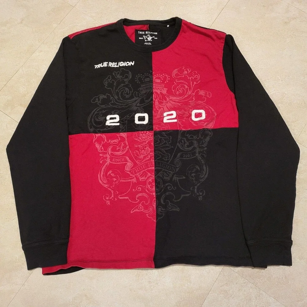 True Religion World Tour 2020 Mens XL Embroidered Heavyweight Long‎ Sleeve Shirt